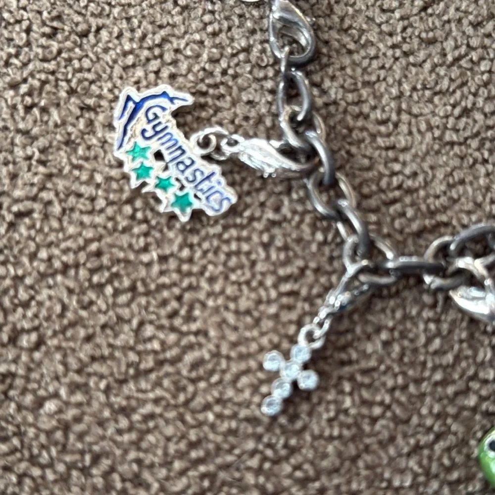 Claire’s Charm Bracelet Silver Tone Gymnastics, Daughter, Ballet, Turtle (TD)